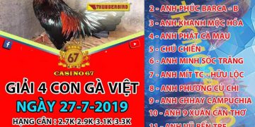 danh sách tham dự giải 4 con gà Việt 27/7/2019